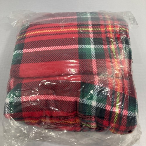 Victorias Secret Blanket Red Green Plaid Fleece Soft 50 x 60 Christmas Cozy - Picture 5 of 6