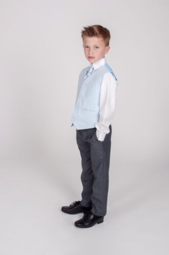 Niños Trajes Niños Gris Azul Chaleco Traje Boda PajeBoy Formal Fiesta 5 piezas Traje - Imagen 6 de 8
