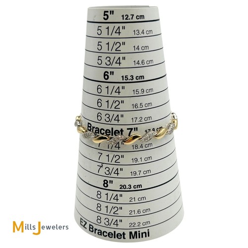 14k Two-Tone White Yellow Gold Diamond Link Bracelet - Picture 8 of 9