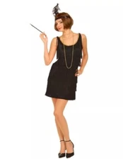 Roaring 20's Flapper Forum Novelties Deluxe Women's Black Fringed Flapper Dress