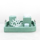 Tight Woven Leaf-Shaped Luxury Rattan Tray with Modern Steel Handles-Sage Leaf