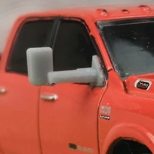 1:64 Scale 3D Printed Ram Truck Tow Mirrors Unfolded Position for Greenlight