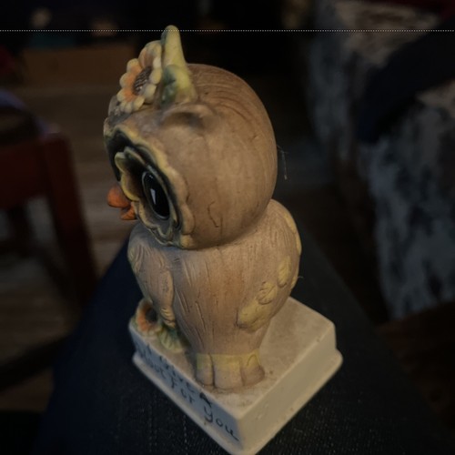 Owl Figurine Vintage Ceramic "I Give A Hoot For You" Kitsch Decor 1970s - Picture 13 of 18