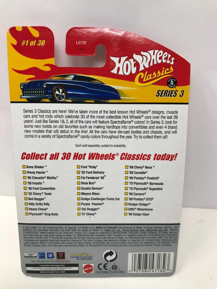 HOT WHEELS CLASSICS SERIES 3 #1 OF 30 BONE SHAKER BROWN H45 - Image 3 of 3