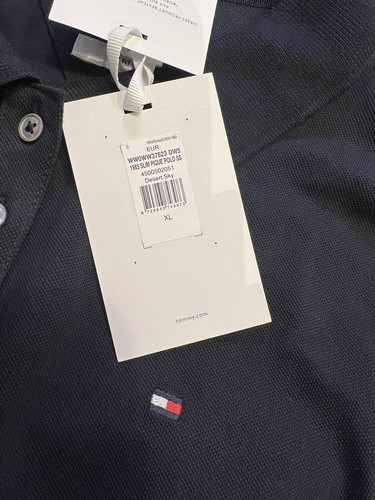 Tommy Hilfiger Women’s Slim Pique Polo Shirt Short Sleeve Desert Sky Blue XL New - Picture 2 of 14