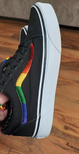 Vans Old Skool Low Top Skate Shoes Womens Size 5 Men 3.5 Black Rainbow Colorful - Picture 7 of 12