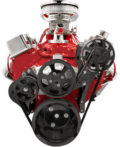 BILLET SPECIALTIES TRU TRAC BLACK CHEVY SERPENTINE PULLEY KIT,SBC,WATER PUMP - Picture 1 of 1