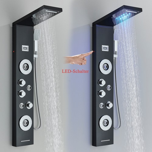 Duschpaneel Edelstahl LED Wasserfall Regendusche Massage Duschsäule Duscharmatur - Bild 67 von 220