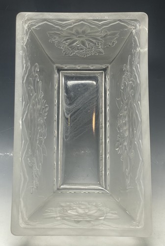 French Verlys Frosted Chrysanthemum Glass Planter Ferner Rectangular Art Deco - Picture 3 of 18