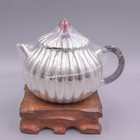 Solid S999 Fine Silver Teapot Healthy Carved Pumpkin Pattern Water Tea Pot