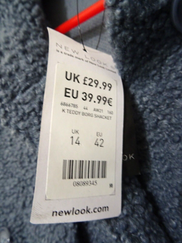 size 14 blue oversize NEW LOOK button front jacket pit to pit 24 inches new - Picture 4 of 9