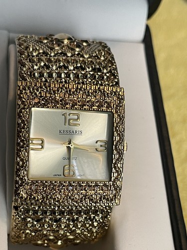 Kessaris Sparkling Crystal Rhinestones Gold Ladies Watch (needs Battery) - Picture 2 of 5