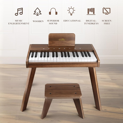 Teclado de piano digital para niños, juguete de instrumento educativo musical, piano de madera para 3+ - Imagen 3 de 7