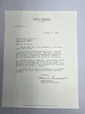 Phillip Morris  1989 Letter 200th Anniversary Of Bill Of Rights 8” X 10”
