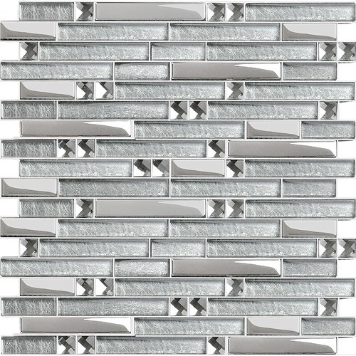 Glasmosaik lineare Wandfliese Chrom glänzend Backsplash Bling Strass Dekor - Bild 2 von 5