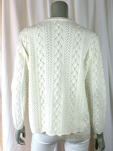 THE FASHION PLACE SEARS REBOOK SZ M VTG Winter Acrylic White Cardigan Sweater - Picture 9 of 12