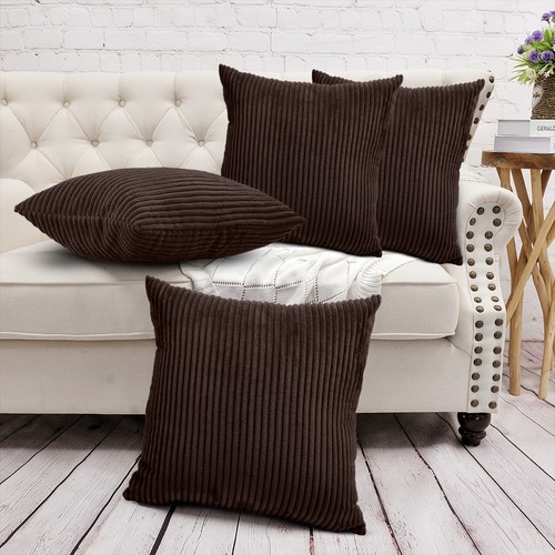 4 Pack Stripe Velvet Cushion Covers OR Filled Cushions Cases Decorative Throw - Picture 55 of 76