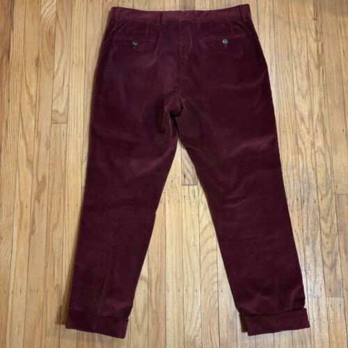 Brunello Cucinelli Corduroy Pants Mens Sz 52 36 x 29 Red Burgundy Merlot Cotton - Picture 4 of 11