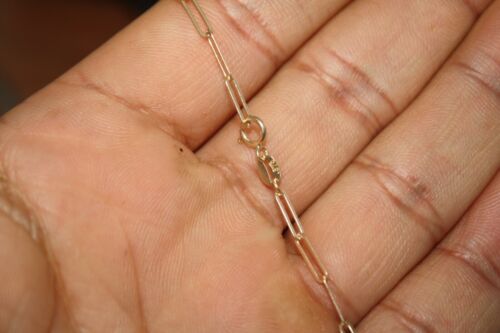 100% Genuine 9k Solid Yellow Gold Long Paperclip Link Bracelet 16cm BRAND NEW - Picture 9 of 12
