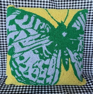 New-GRANDIN-ROAD-Butterfly-Wool-Blend-16-18-Needlepoint-Pillow-Cover-amp-Insert