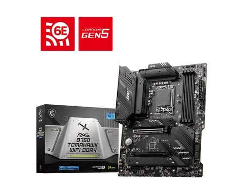 MSI MAG B760 TOMAHAWK WIFI DDR4 ATX Motherboard, 4x DDR4~128GB, 2x PCI-E x 16, 1