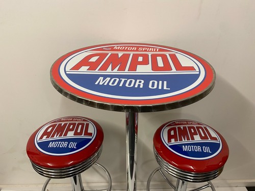 AMPOL MOTOR OIL SPIRIT PREMIUM BAR STOOLS X 2 AND TABLE ADJUSTABLE HEIGHT - Picture 6 of 11