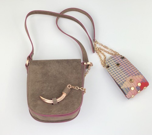 Joey Wolffer Women’s Brown Suede Purse Crossbody Bag - Chain Link, Claw Latch - Picture 2 of 24