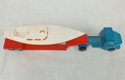 VTG 1970's Majorette Scania blue truck with yellow sailboat on trailer France - Picture 9 of 12