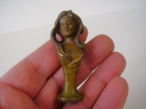 Antike seltene Petschaft / Siegel Jugendstil Bronze Frauen Motiv um 1900 - Bild 3 von 7