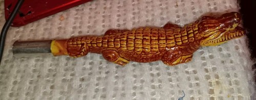 Vintage 30er Jahre handgeschnitztes Alligator Objekt BESCHREIBUNG LESEN