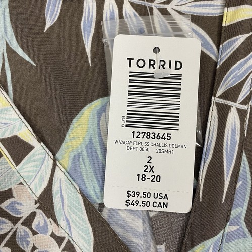 Torrid Top Blouse Shirt Womens Plus Size 2X Multicolor Floral Button Up V-Neck - Picture 5 of 12