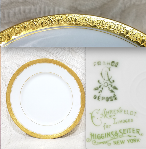 Charles Ahrenfeldt Limoges Depose für Higgins & Seiter NY 6,25" Goldrand Platte - Bild 1 von 13