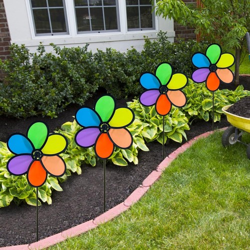 Kinetische Blumen Wind Spinner 9,4" - Bunt Regenbogen Garten Dekoration (4er Pack) - Bild 9 von 11