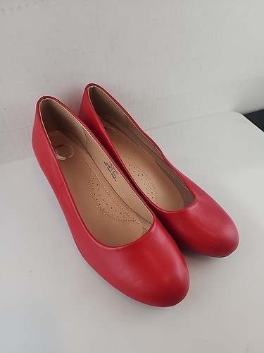 JOURNEE COLLECTION Damen Slipper eleganter Schuh Pumps Gr. 9M rot Kunstleder 
