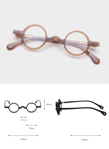 Acetate Retro Eyeglass Frames small Round Japanese Glasses Brand 34mm Spectacles - Picture 9 of 17