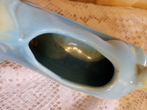 Vtg Baby Blue yellow Ceramic Rocking Pony Horse Planter gift nursery decor - Picture 7 of 7