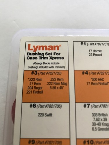 Lyman Bushing Set for case trim Xpress# 03,04,05,08,10,12,13,18,23,60. ED - Picture 10 of 10