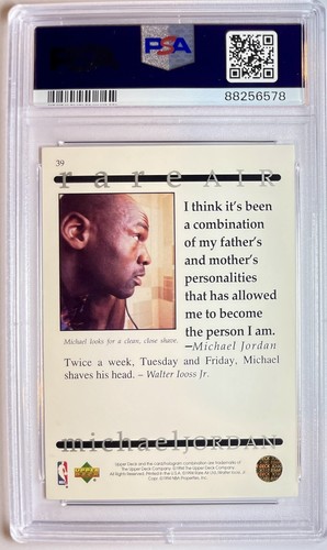 1994 Michael Jordan Upper Deck UD NBA Basketball Card #39 RARE AIR BULLS PSA 9 - Picture 5 of 6