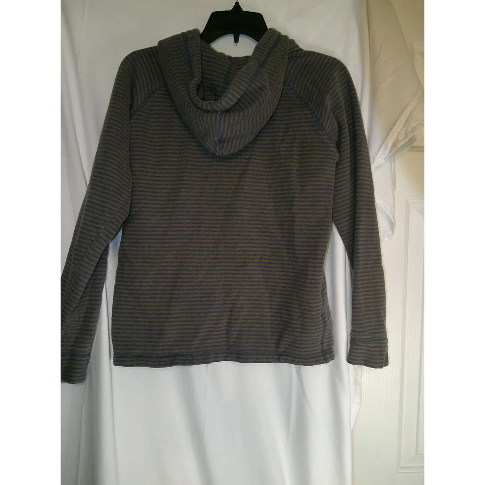 prana striped full-zip hooded casual athletic jacket