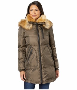 Vince Camuto Womens Thigh Length Zip Front Down Jacket