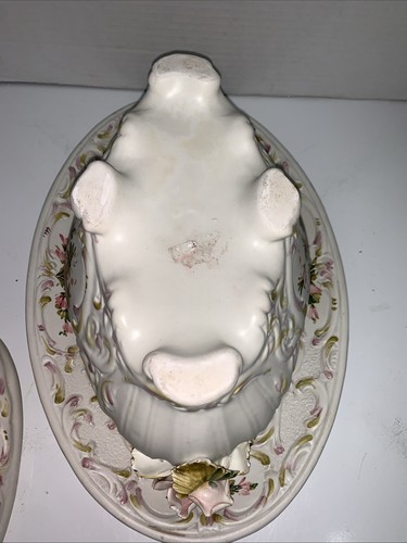 Vintage V. Bassano Porzellan Blumen Rosen Servier Terrine & Platte unbeschriftet - Bild 12 von 18