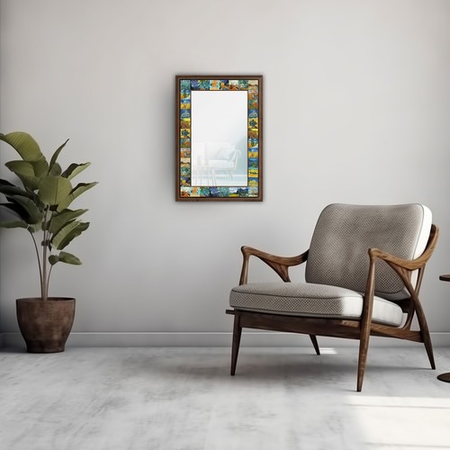 Handmade Mirror Wall Decor Hanging Wooden Frame Natural Stone Home Decor Gift - Picture 123 of 146