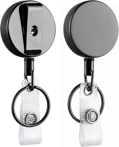 2 Pack Heavy Duty Retractable Badge Holder Reel, Will Well Metal ID Badge Holder - Picture 8 of 12