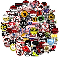 Big 100 PCS Funny Hard Hat Stickers for Tool Box, Helmet - Prank Meme Vinyl 