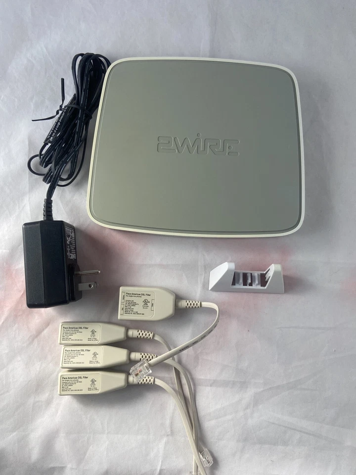 AT&T 2Wire 2701HG-B Wireless Gateway Modem Router WiFi w/ Charger, 4 DSL Filters - Image 3 of 4
