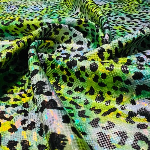 Metallic Animal Print Green Fabric 60" wide Swimsuit Spandex By Yard - Picture 5 of 5