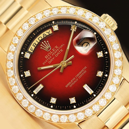 Rolex da Uomo Day-Date President 2.0 KT Lunetta 18K Oro Rosso Vignette Diamante