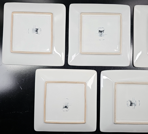 (5) Pier 1 Cubic Bianco Quadrato Piatti Insalatiera Set Linee Eleganti Lotto Piatti da Pranzo - Foto 17 di 23