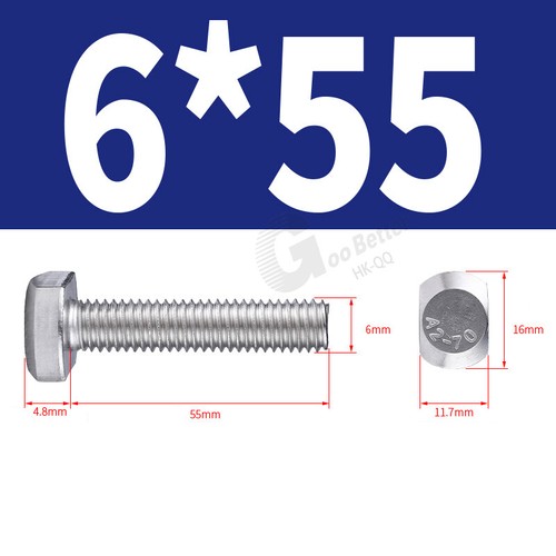 Hammer Head T Bolts Square Head Screws M5 M6 M8 M10 M12 304 Stainless Steel - A2 - Picture 22 of 52