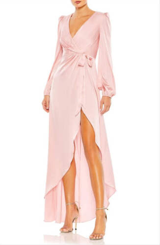 Ieena for Mac Duggal Satin Wickelkleid - Rose Pink; Größe 12